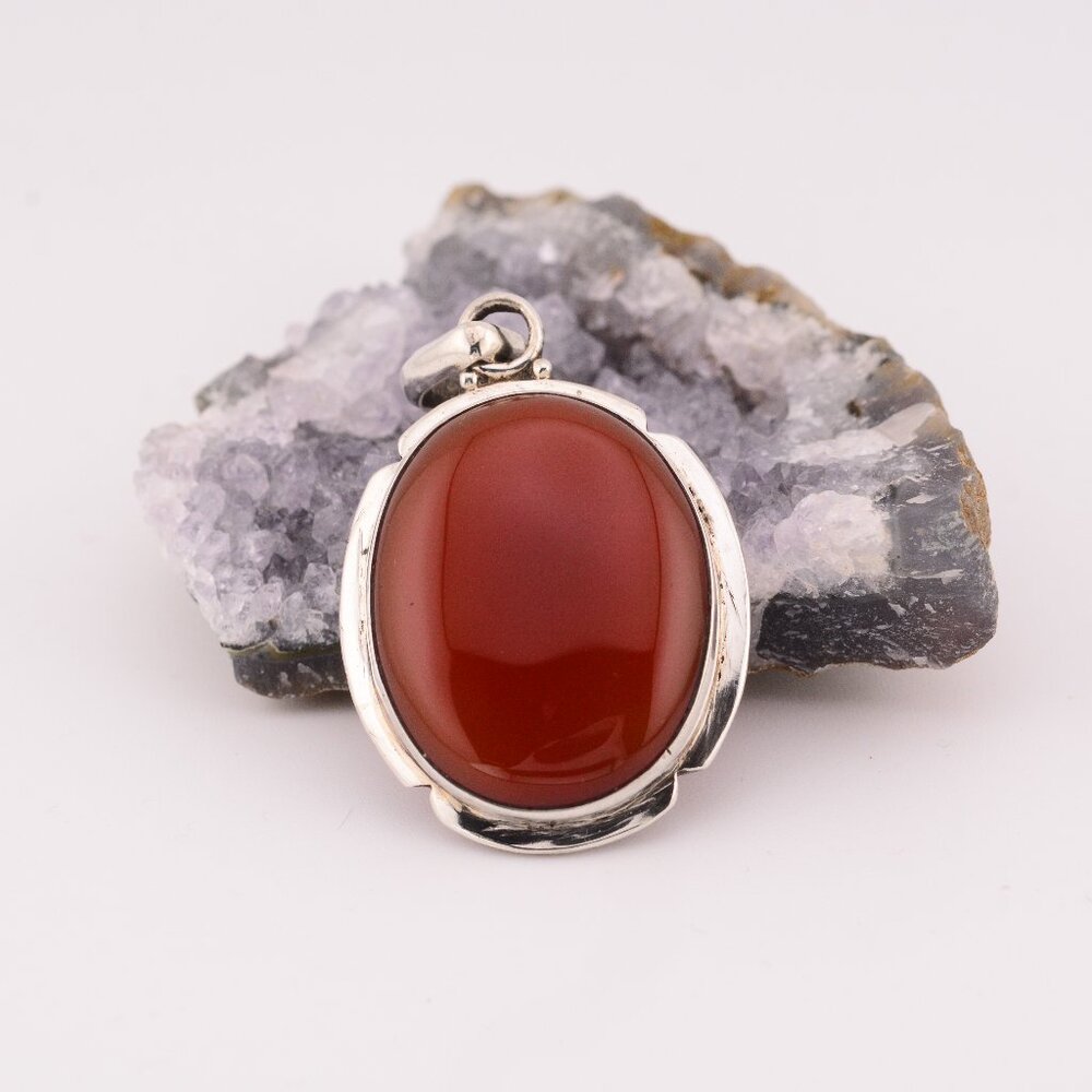 925 Carnelian Cabochon Pendant
